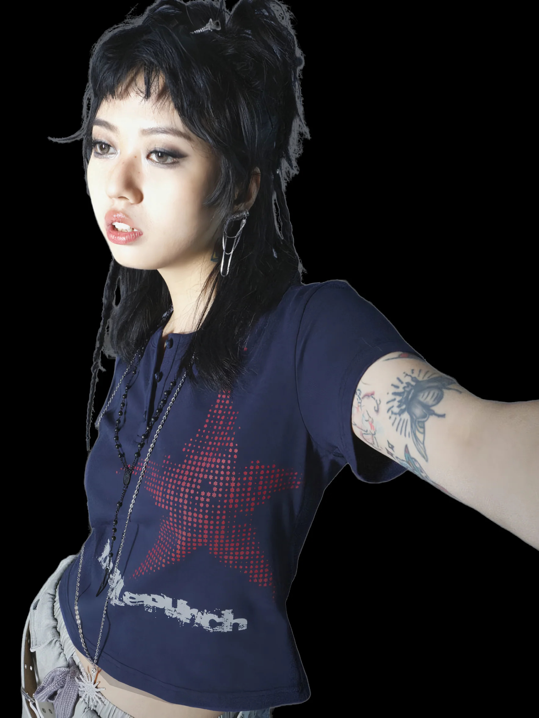 'Double Punch' Madonna Star Button Tee - Image 9