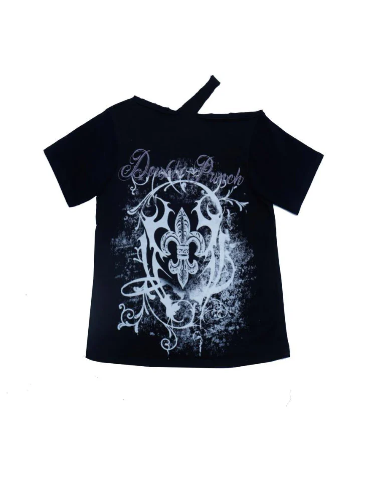 'Double Punch' Off Shoulder Y2K Grunge Women's Tee - Image 7