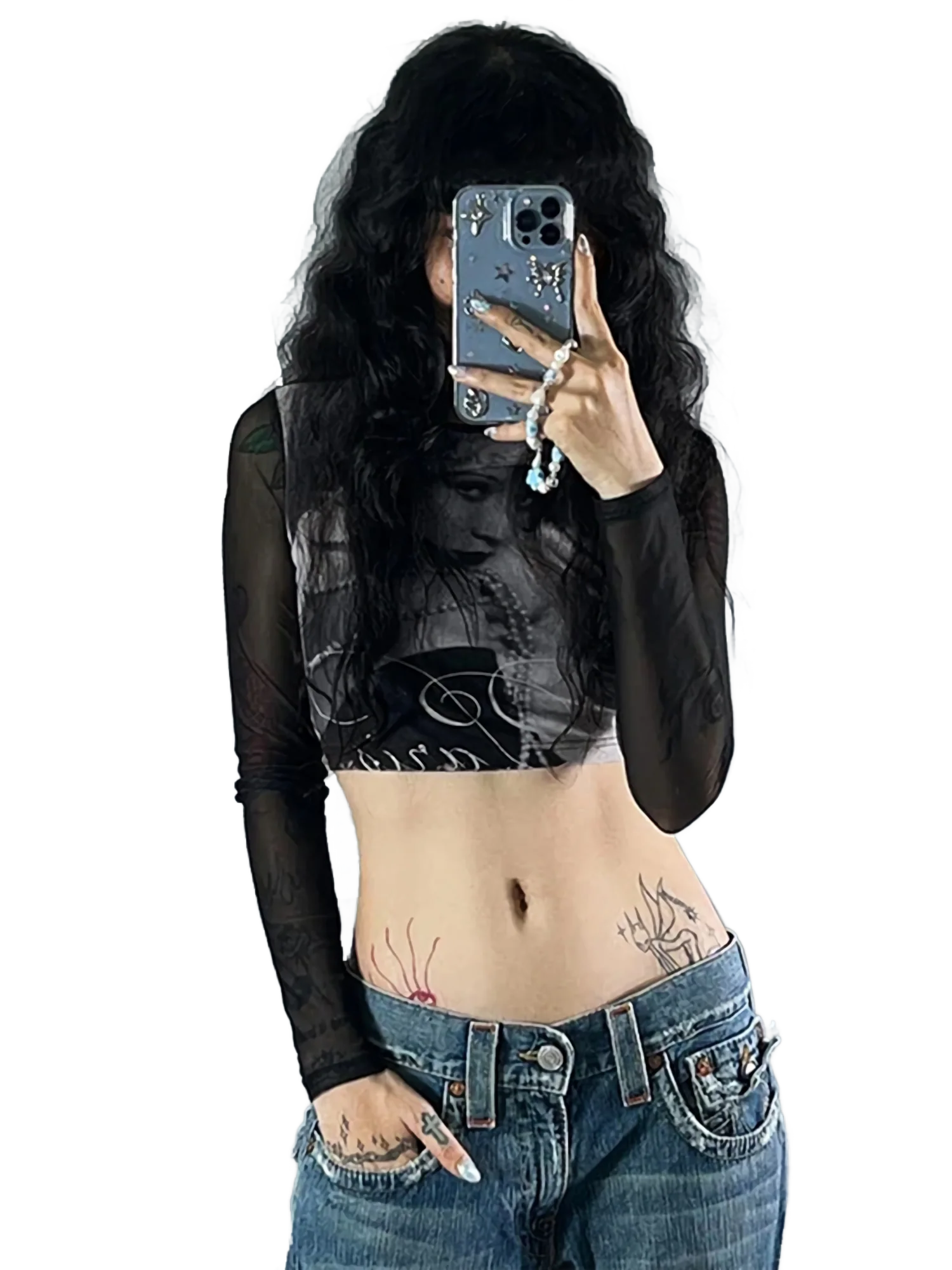 'Echo' Mesh Sleeve Crop Top - Image 3