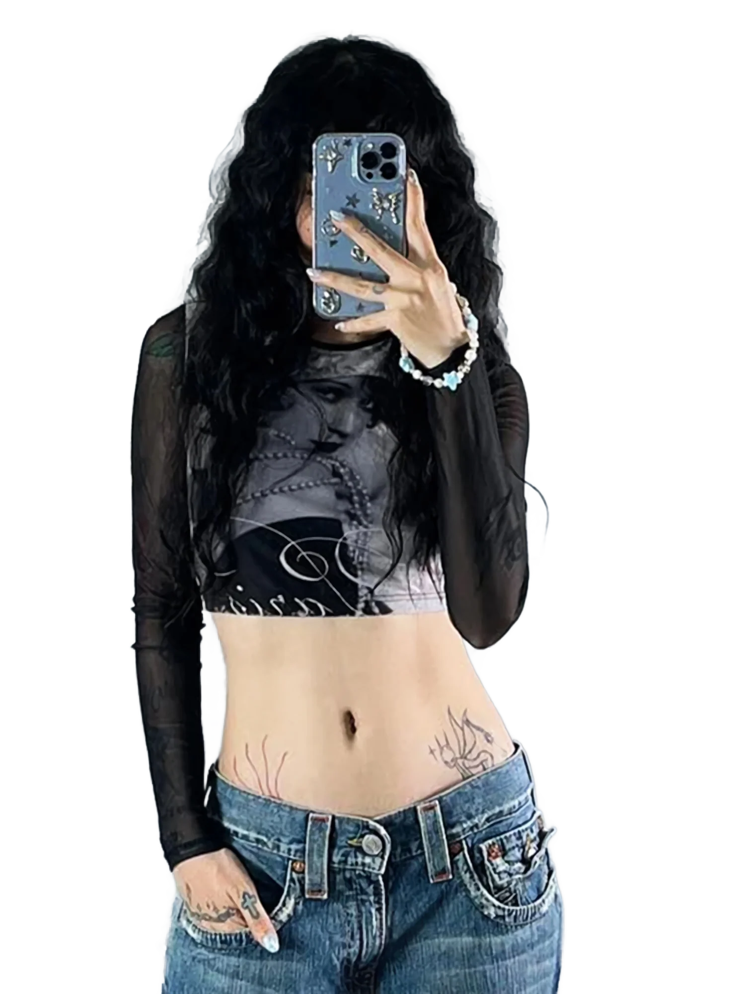 'Echo' Mesh Sleeve Crop Top - Image 4