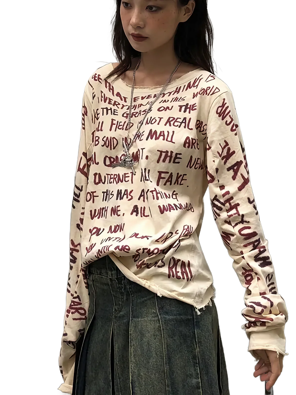 'Echoes' Oversized Long Sleeve Tee - Image 3