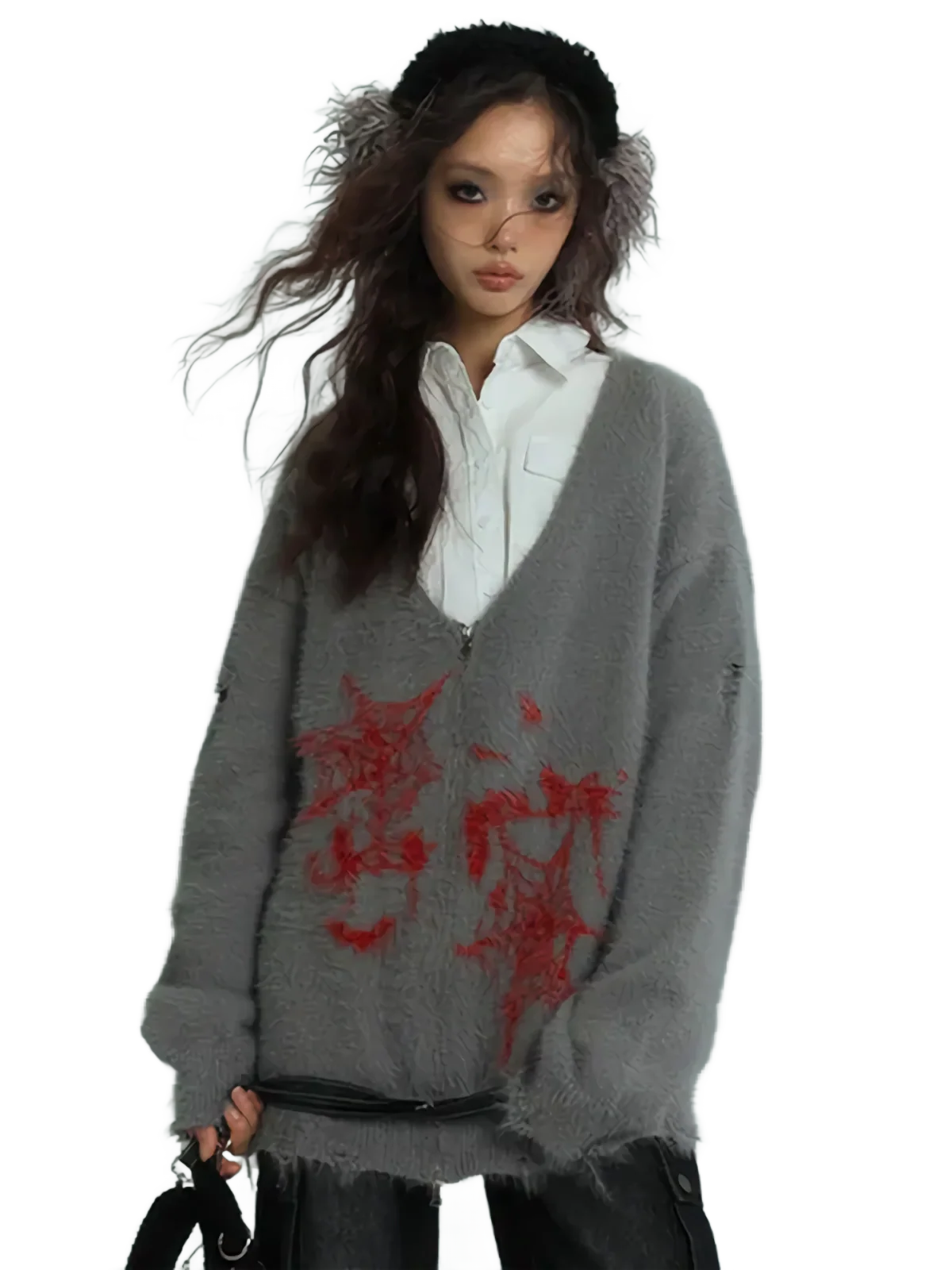 'Eclipse' Zip Up Knit Cardigan - Image 3