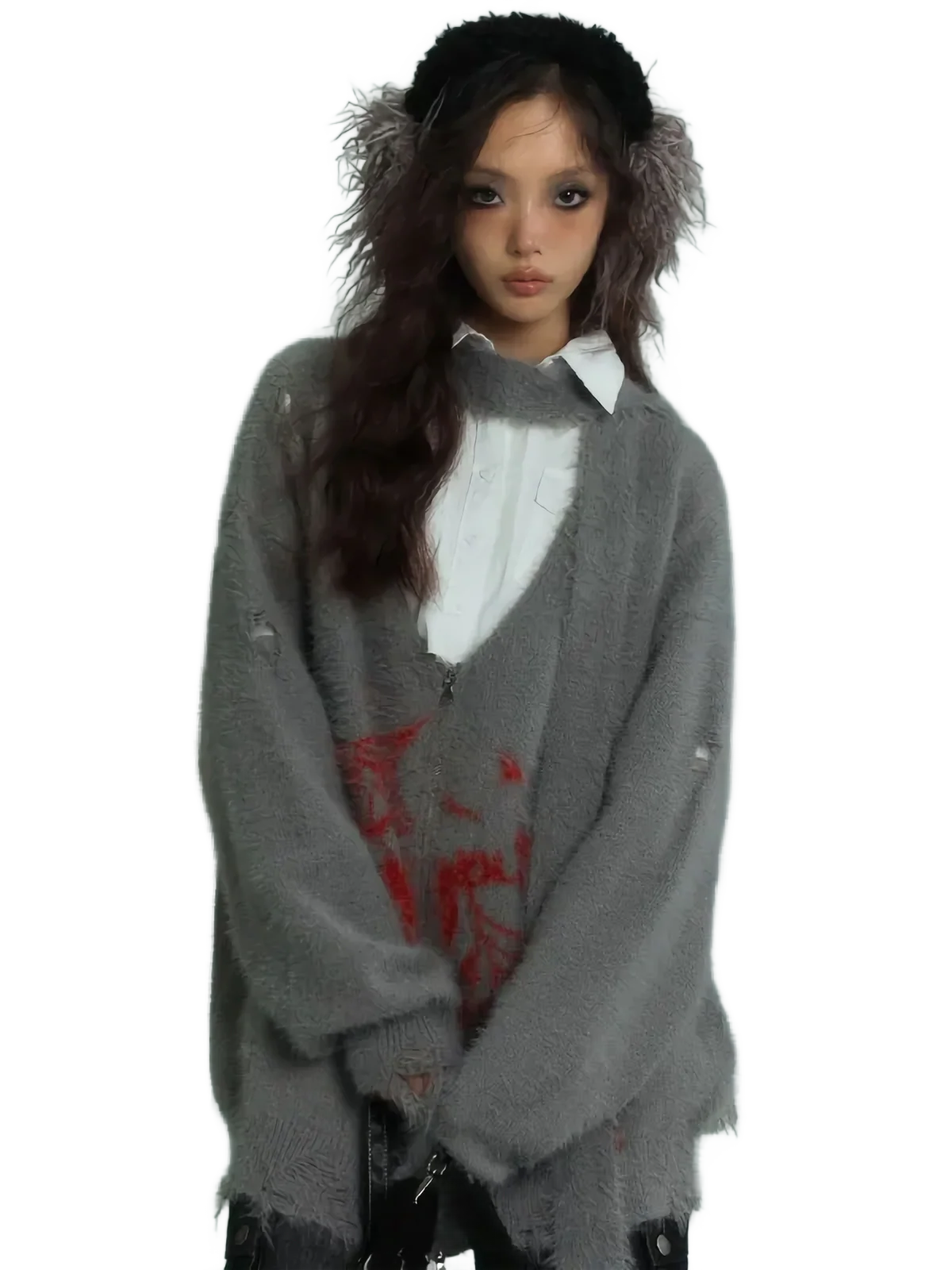 'Eclipse' Zip Up Knit Cardigan - Image 4