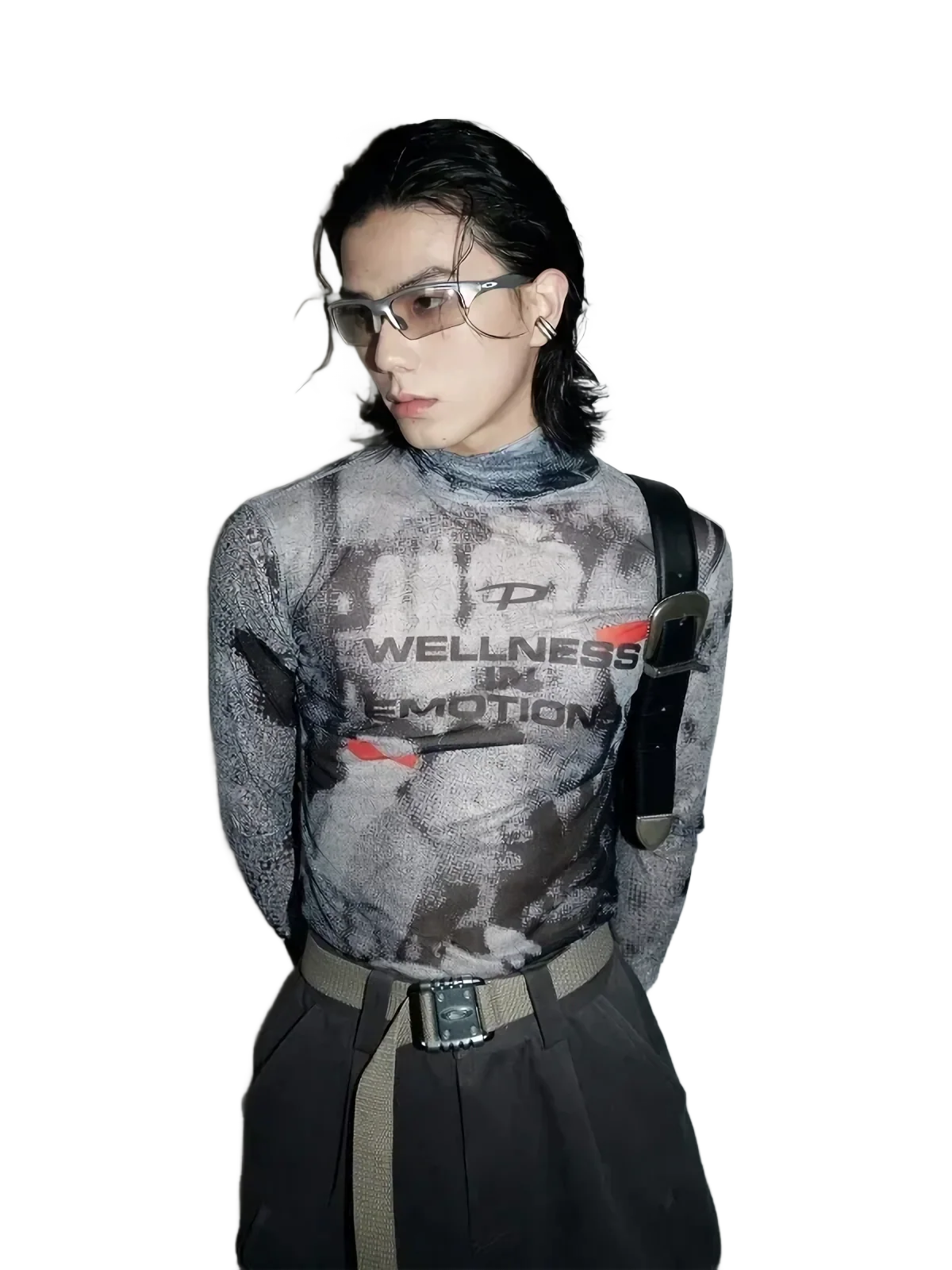 'Emotion' Slim Fit Mesh Long Sleeve Tee - Image 4