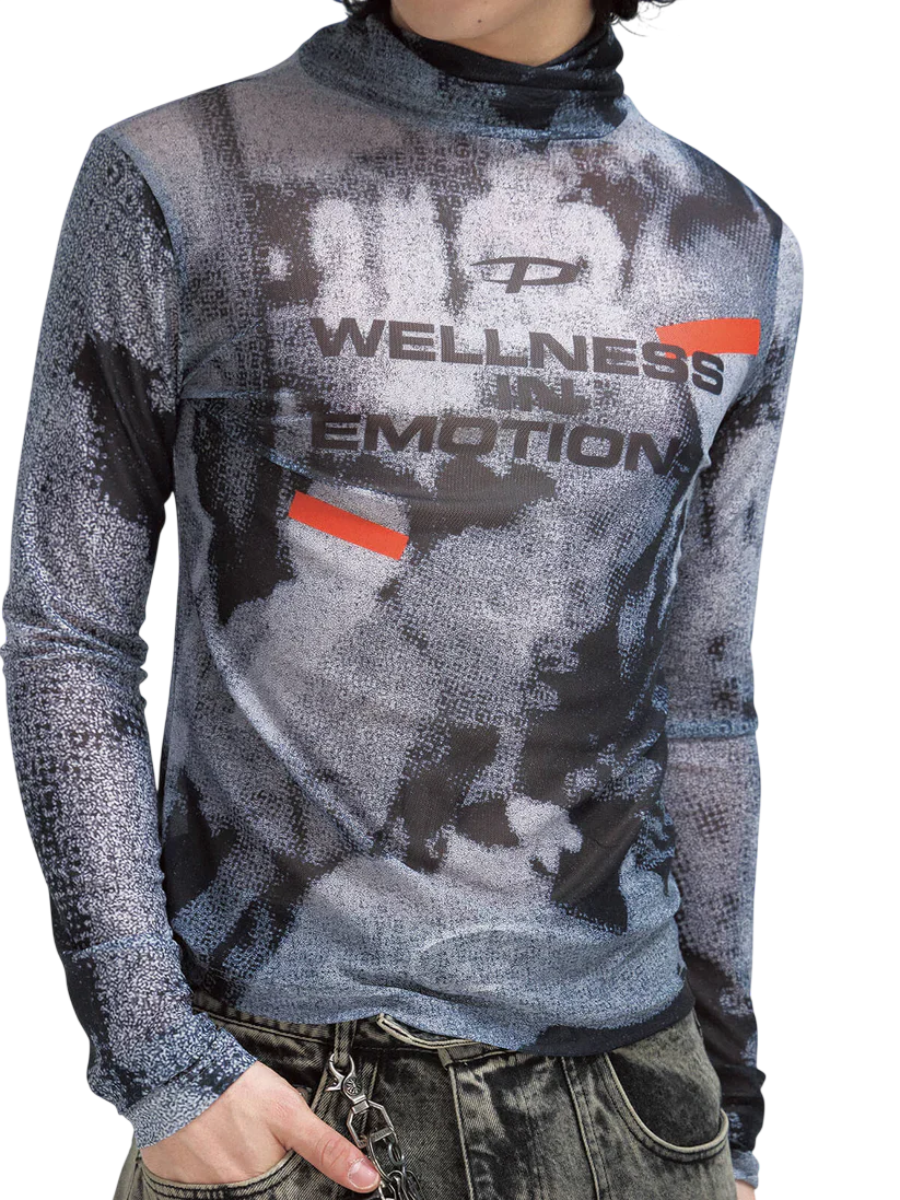 'Emotion' Slim Fit Mesh Long Sleeve Tee - Image 5