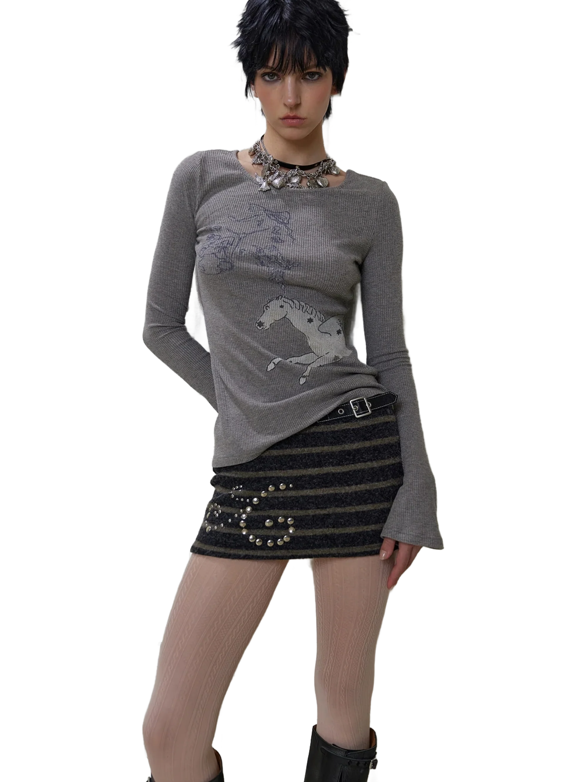 'Equine' Ribbed Knit Long Sleeve Tee - Image 4
