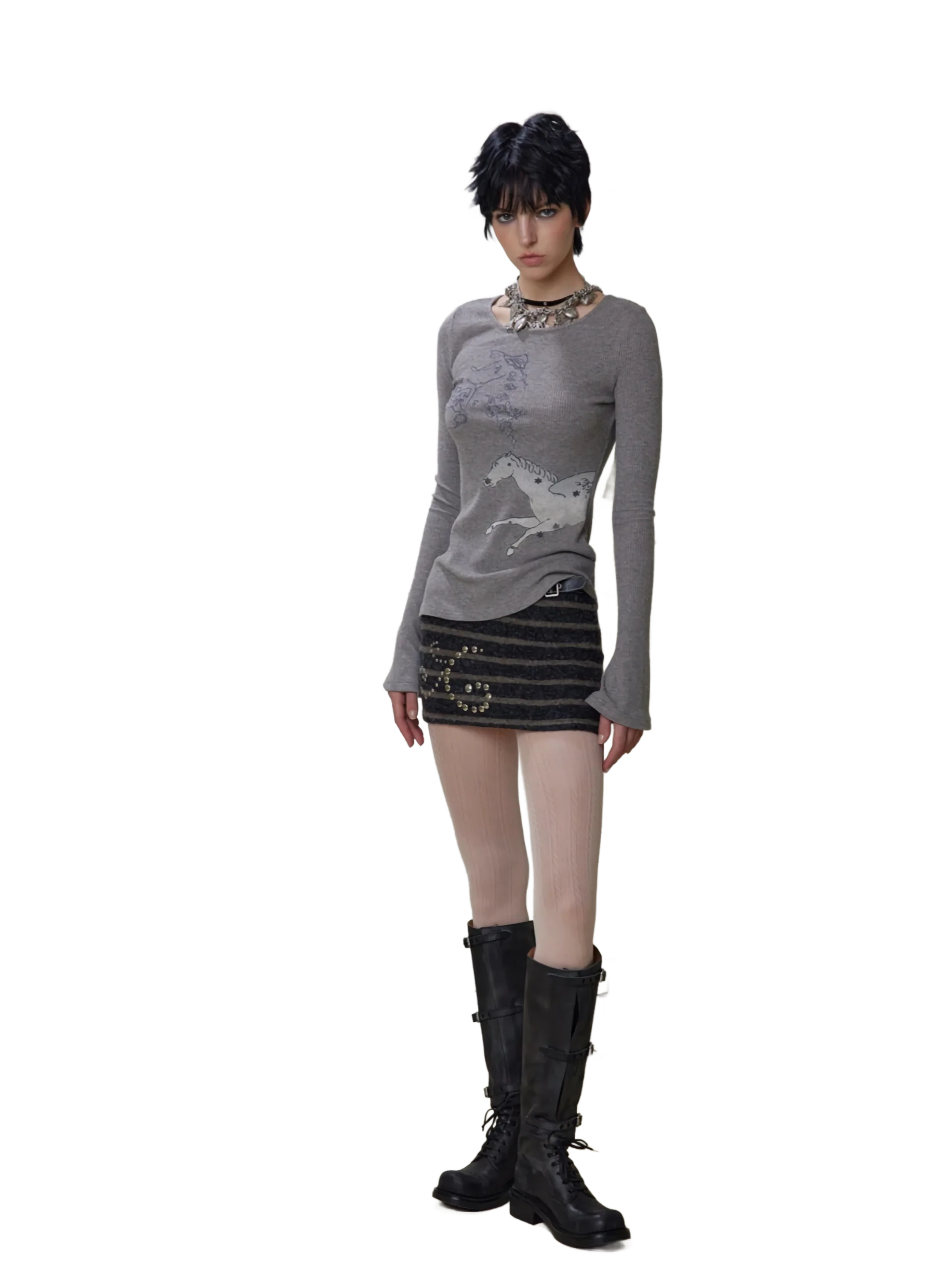 'Equine' Ribbed Knit Long Sleeve Tee - Image 5