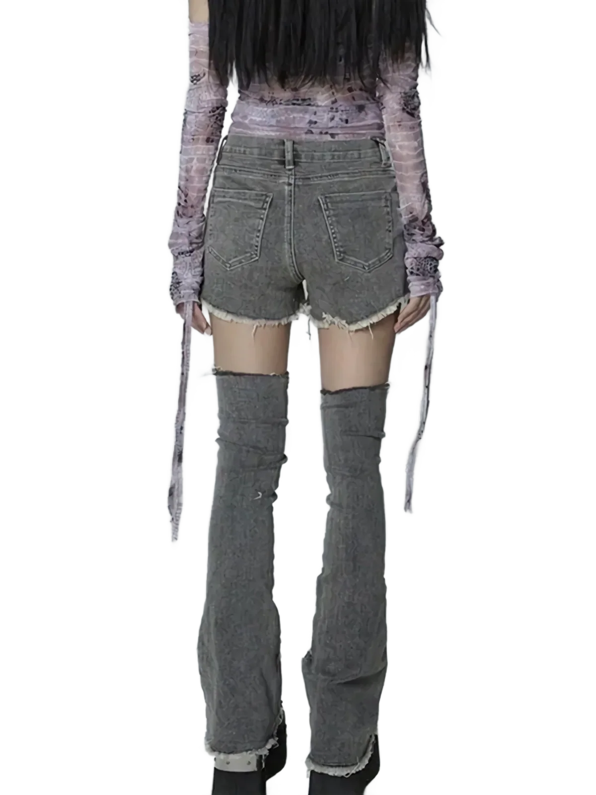 Etched Denim Shorts Set - Image 5