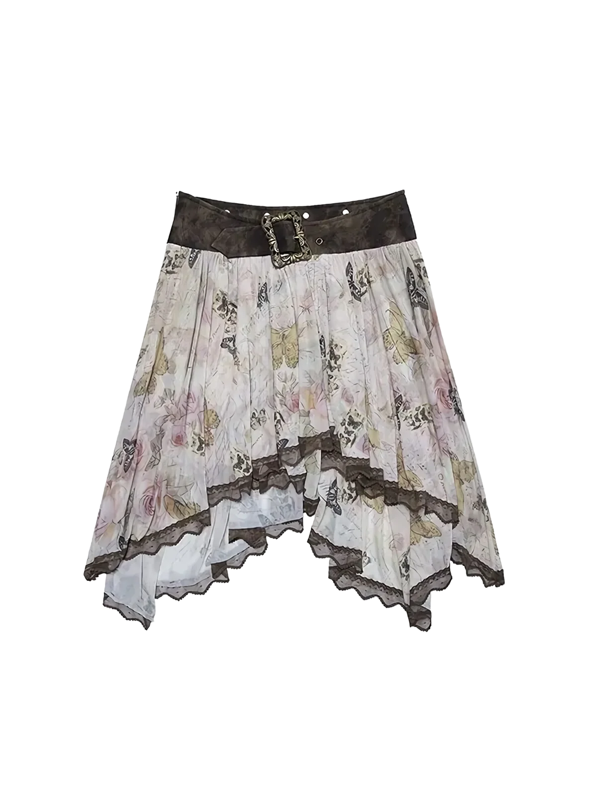 Ethereal Butterfly Print Asymmetric Mesh Skirt - Image 5