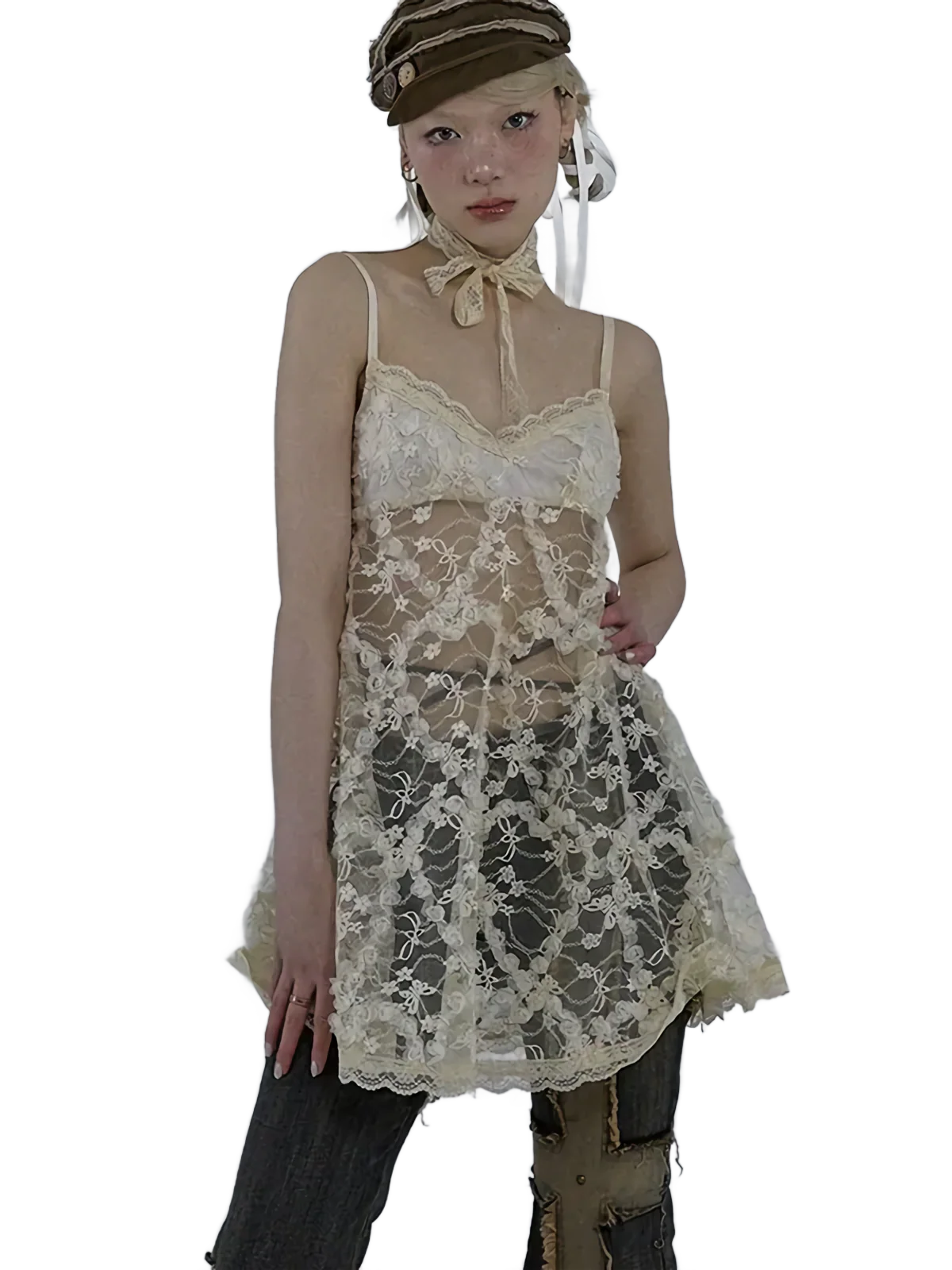Ethereal Grunge Lace Layer Dress - Image 4