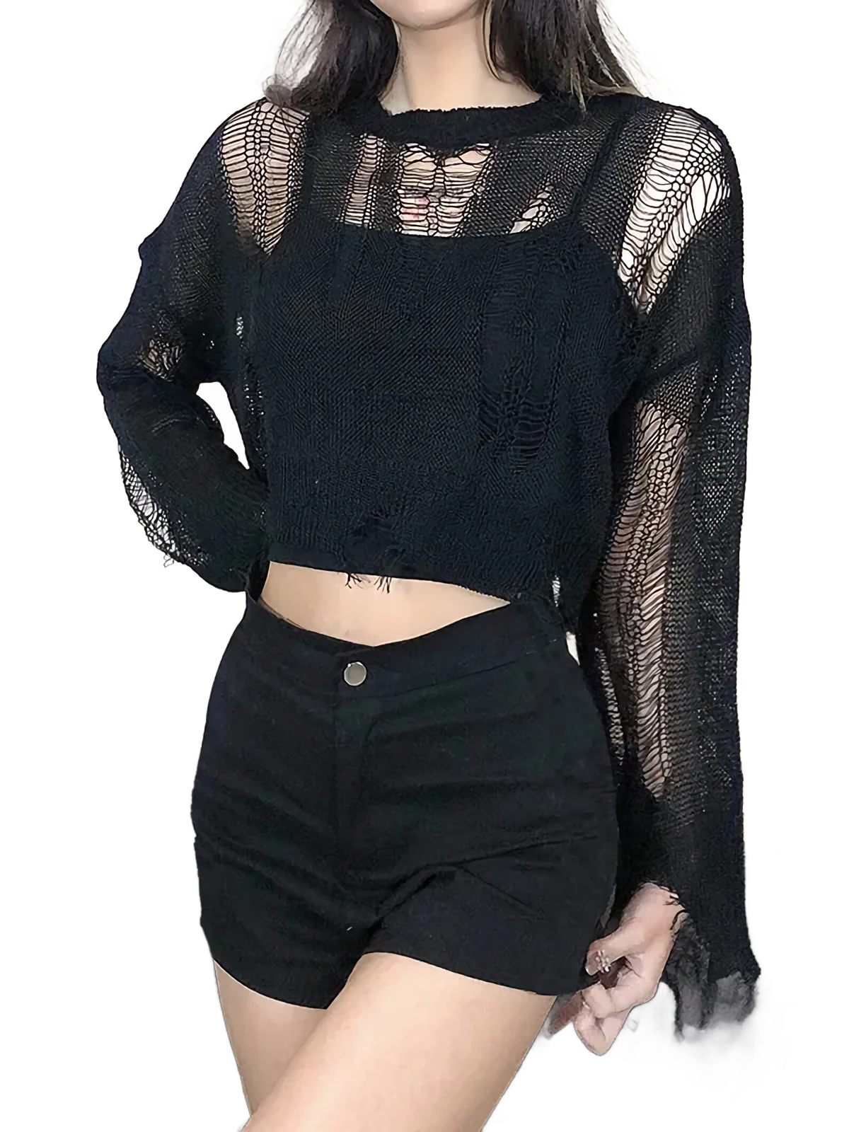 Ethereal Nocturne Torn Knit Sweater - Image 3
