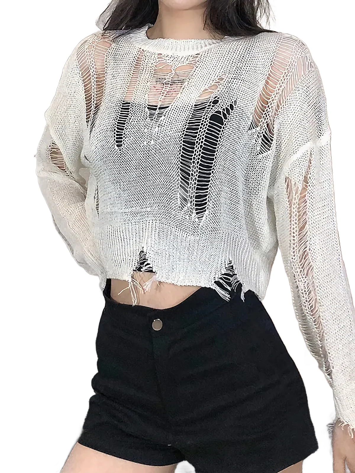 Ethereal Nocturne Torn Knit Sweater - Image 5