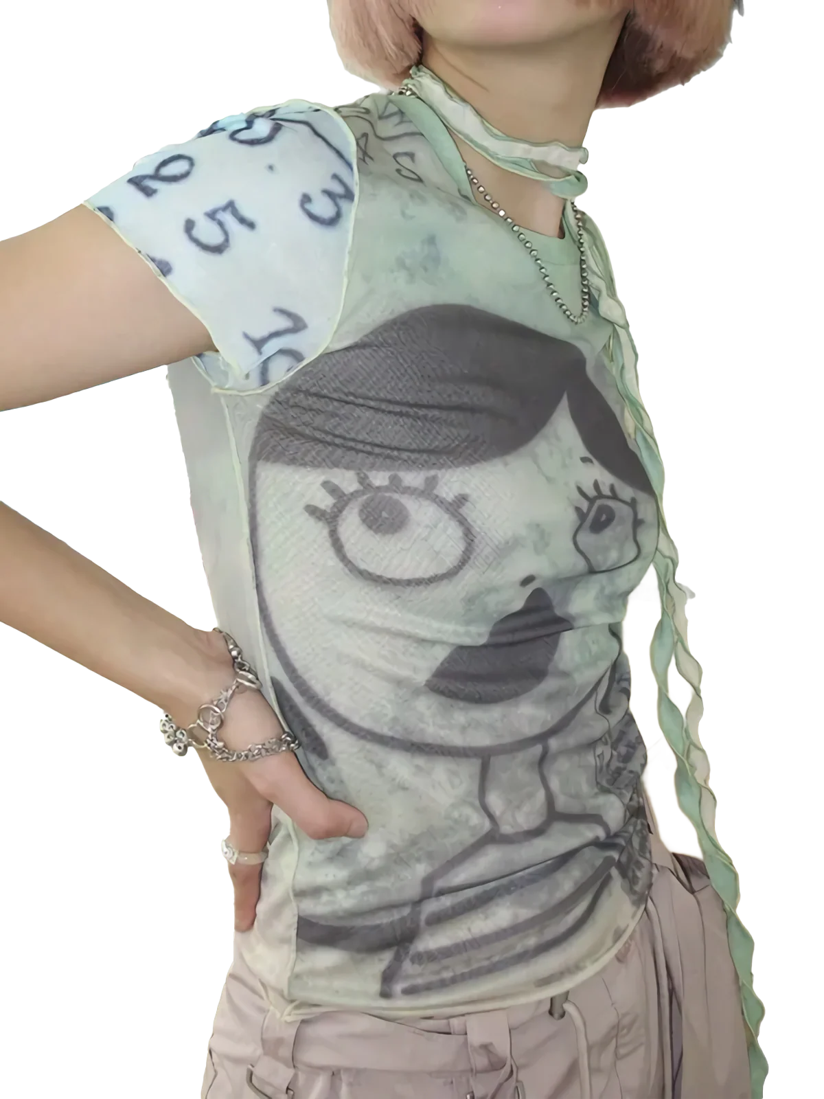'Expression' Stylized Graphic Mesh Tee