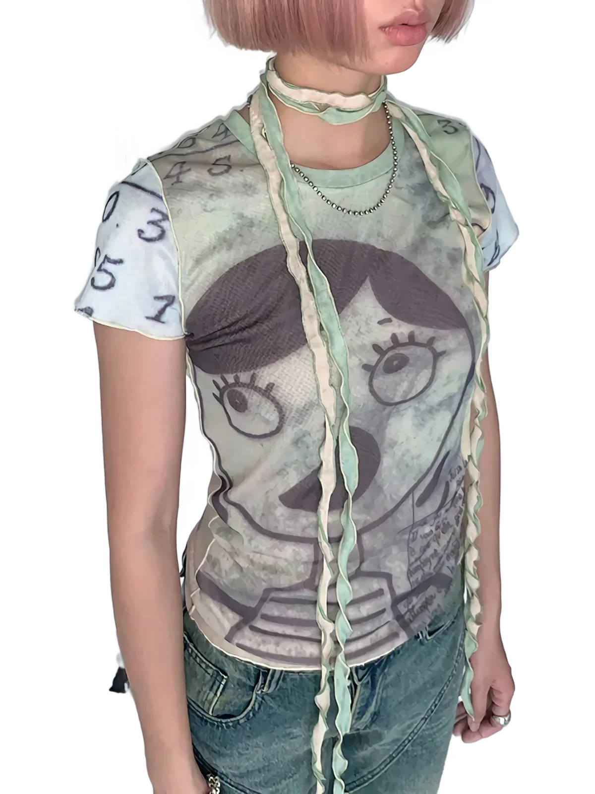 'Expression' Stylized Graphic Mesh Tee - Image 2
