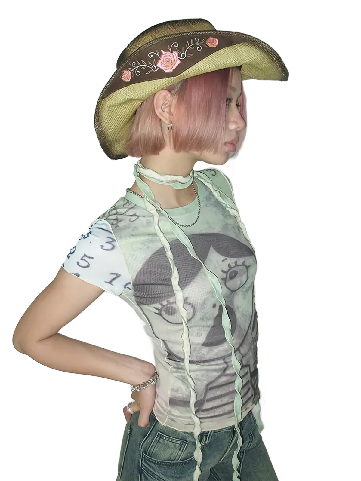 'Expression' Stylized Graphic Mesh Tee - Image 4