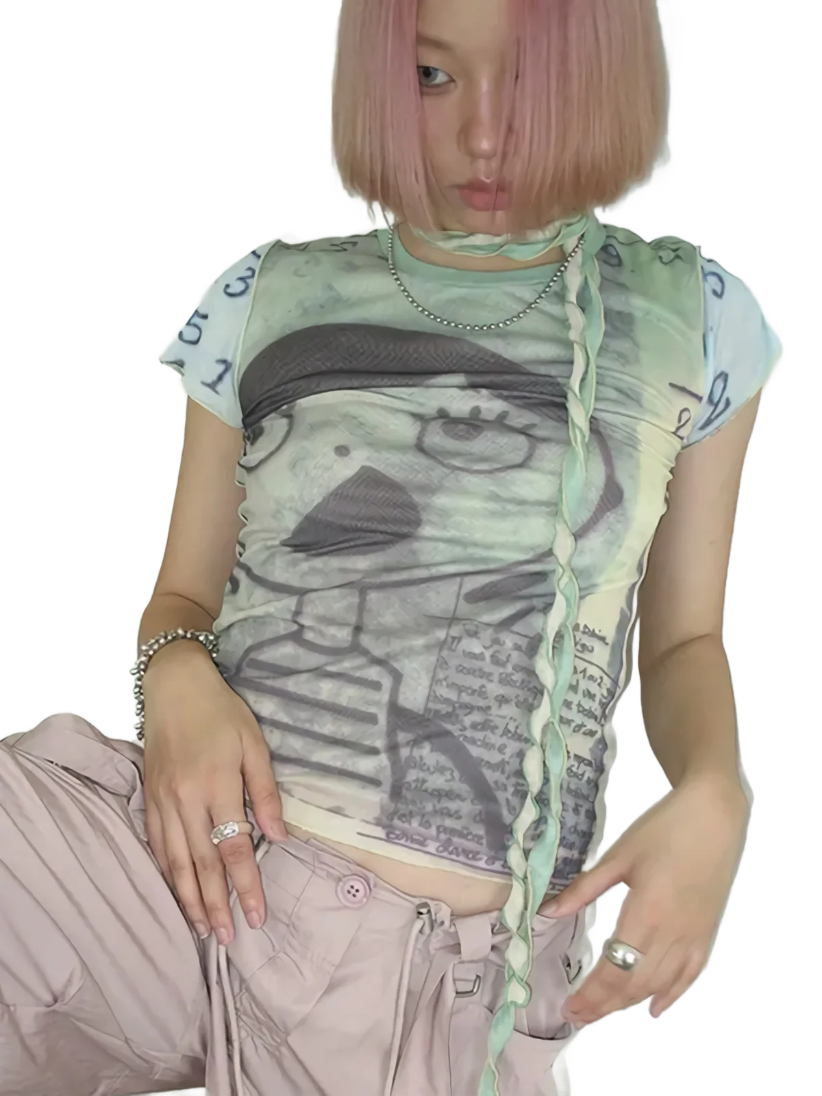 'Expression' Stylized Graphic Mesh Tee - Image 5