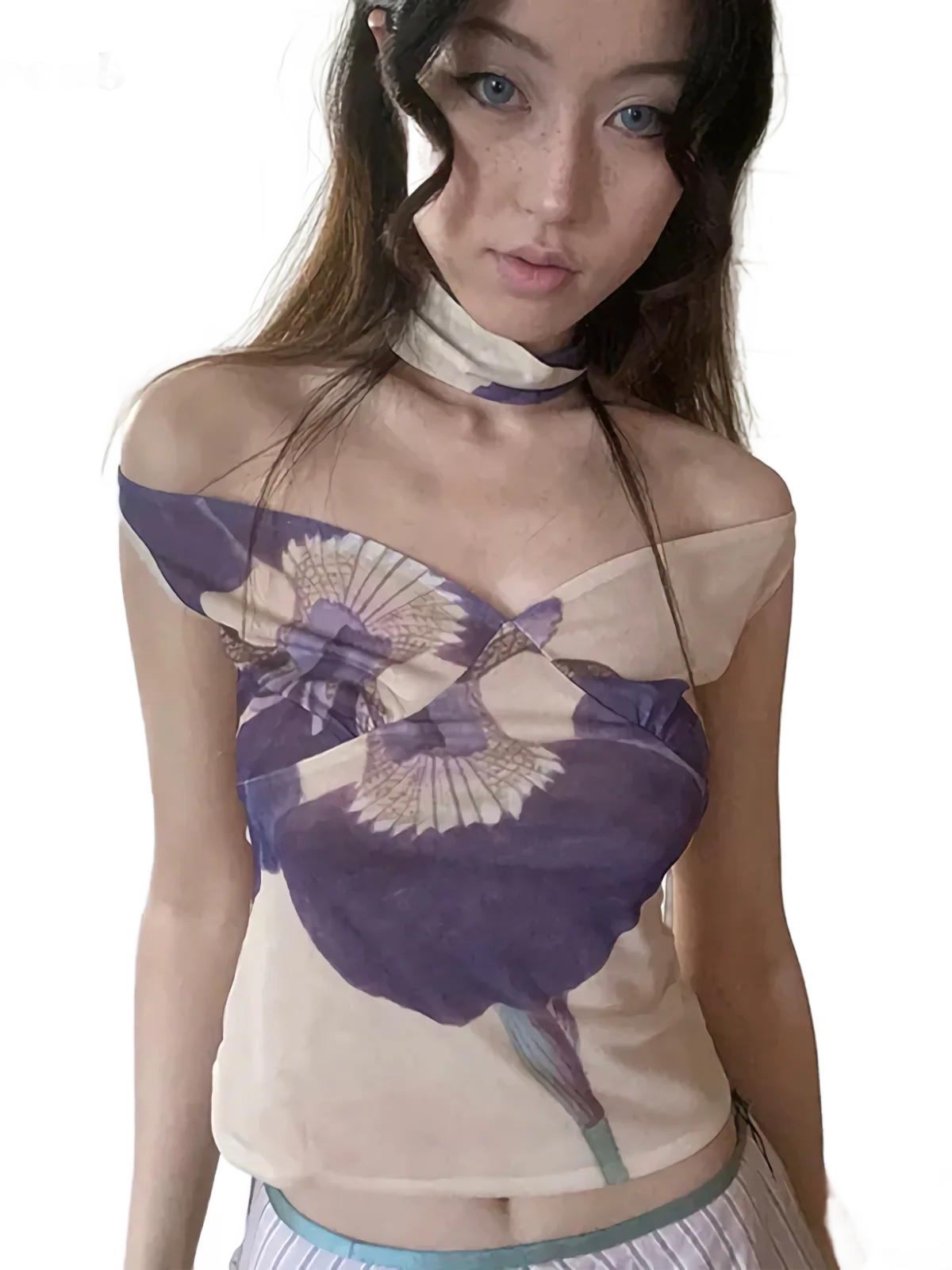 'Faerie' Mesh Off-Shoulder Top with Choker
