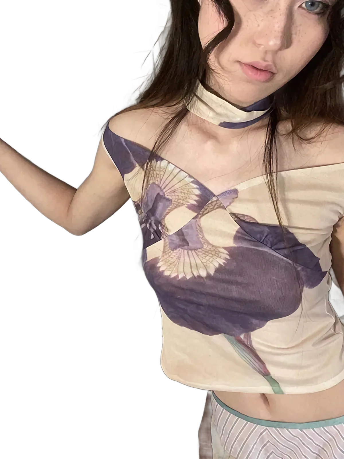 'Faerie' Mesh Off-Shoulder Top with Choker - Image 2