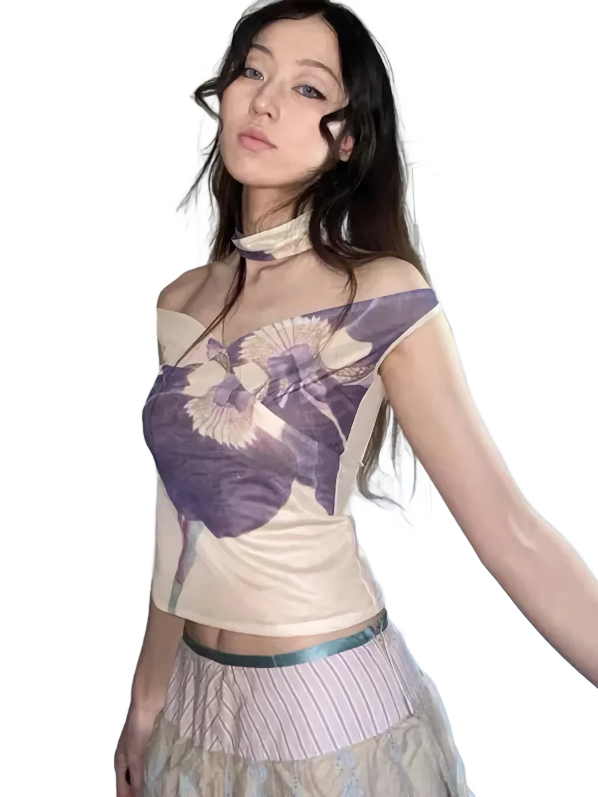 'Faerie' Mesh Off-Shoulder Top with Choker - Image 4