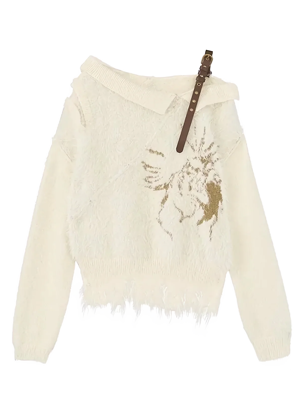 Fairy Core Distressed Off Shoulder Knit Sweater - Image 5
