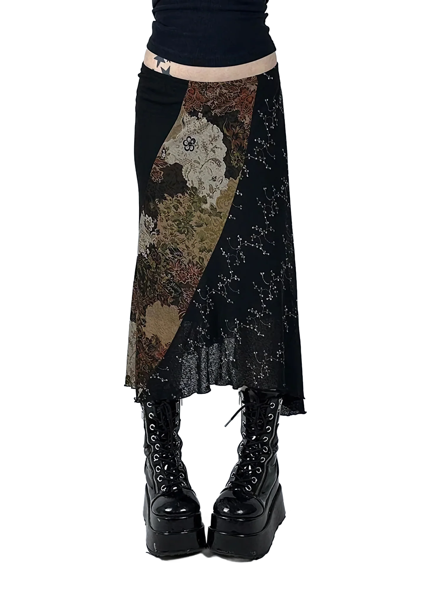 Floral Lace Patchwork Maxi Skirt - Image 3
