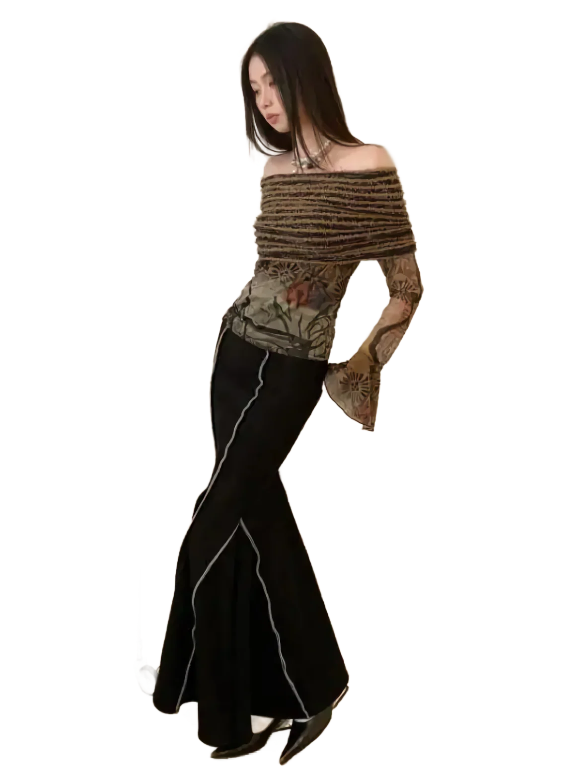 'Folk' Off-Shoulder Flare Top - Image 2