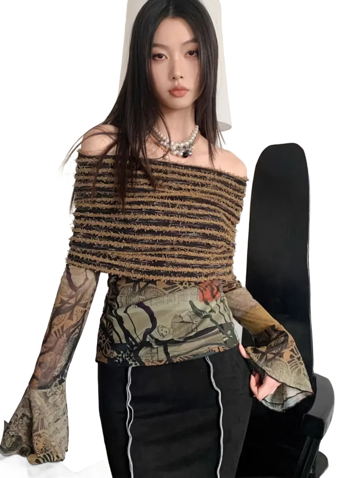 'Folk' Off-Shoulder Flare Top - Image 3