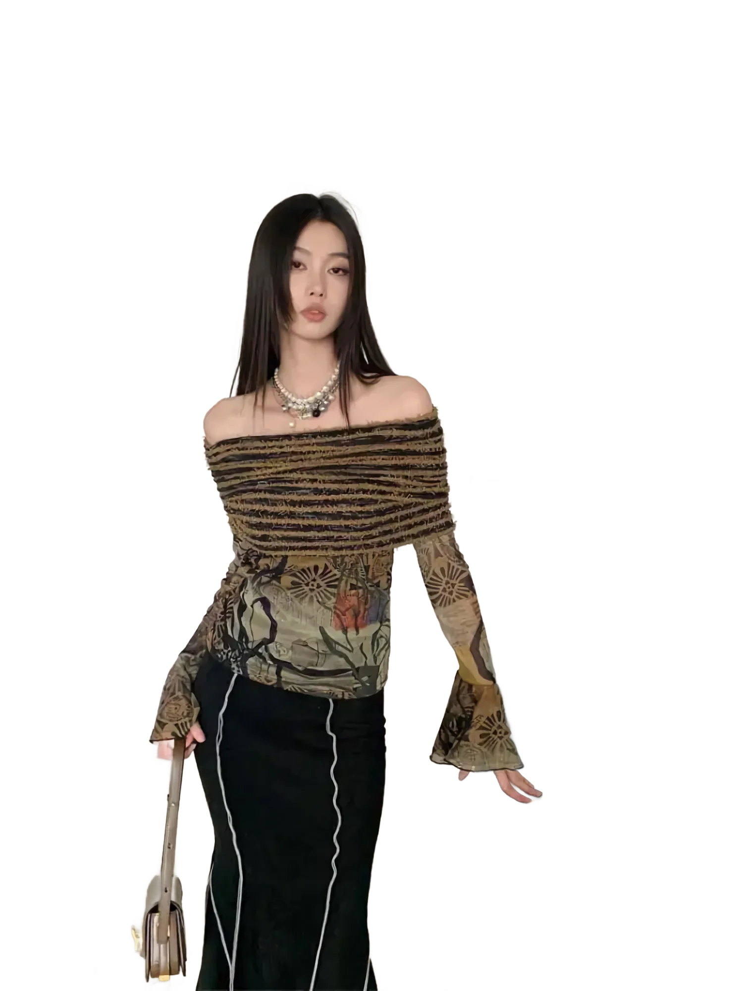 'Folk' Off-Shoulder Flare Top - Image 4