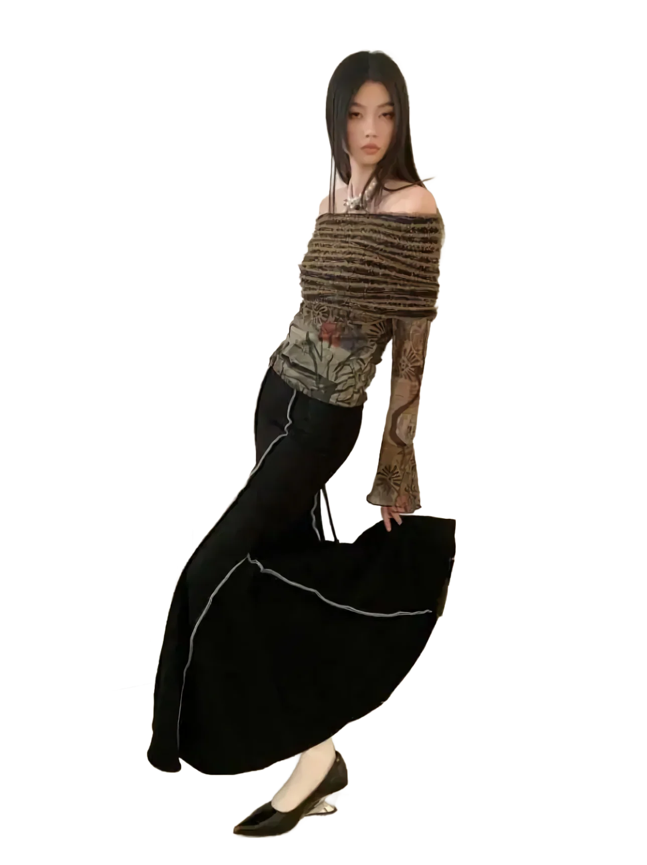 'Folk' Off-Shoulder Flare Top - Image 6
