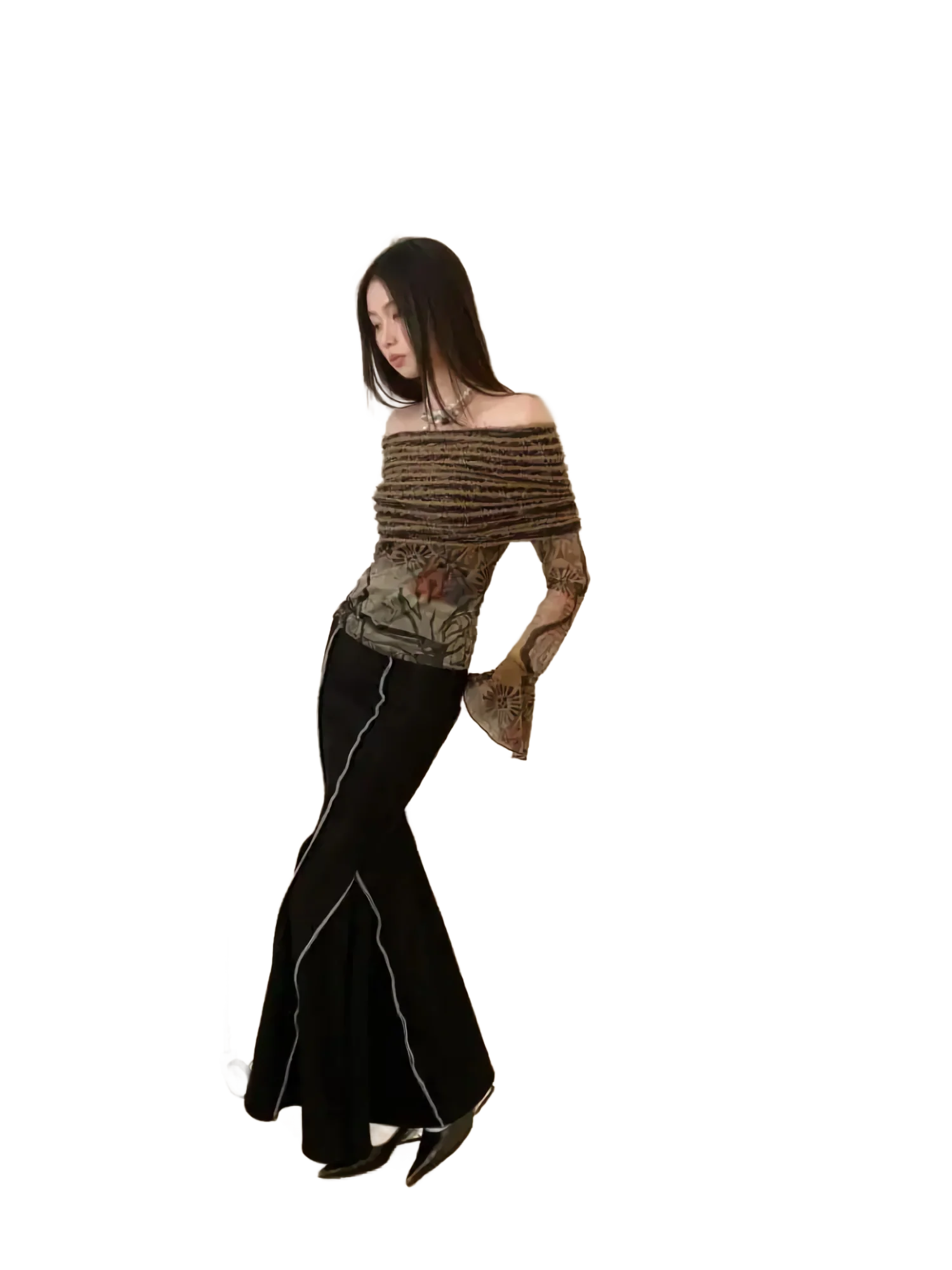 'Folk' Off-Shoulder Flare Top - Image 7