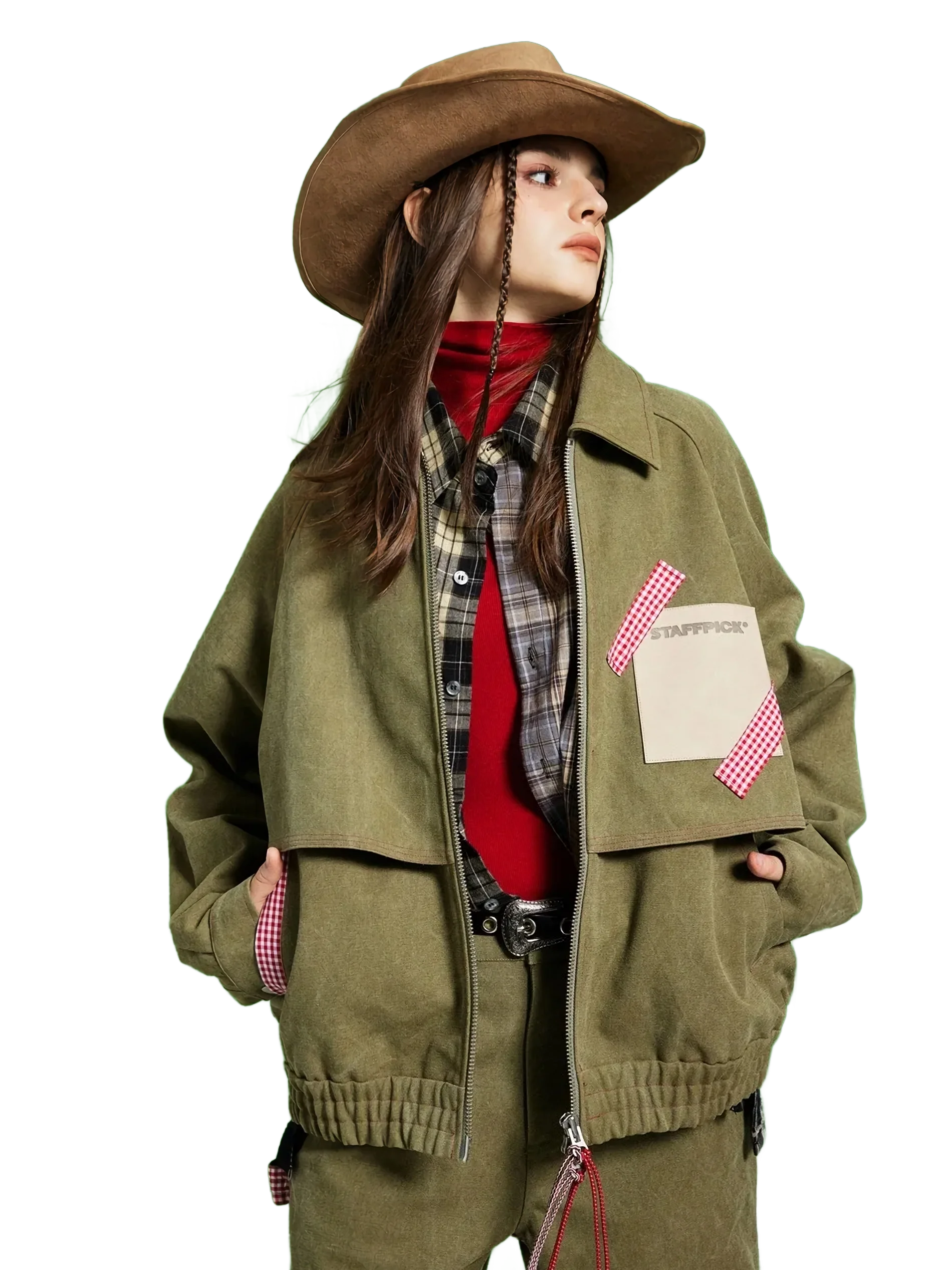 'Frontier' Suede Patchwork Bomber Jacket