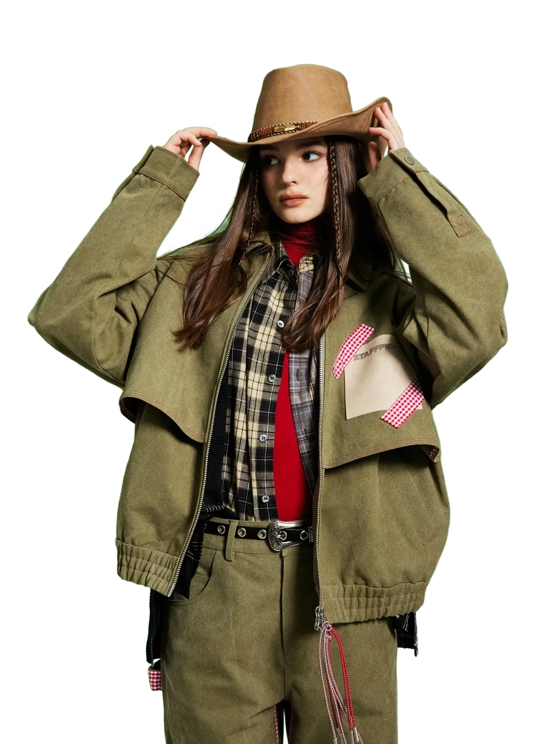 'Frontier' Suede Patchwork Bomber Jacket - Image 2