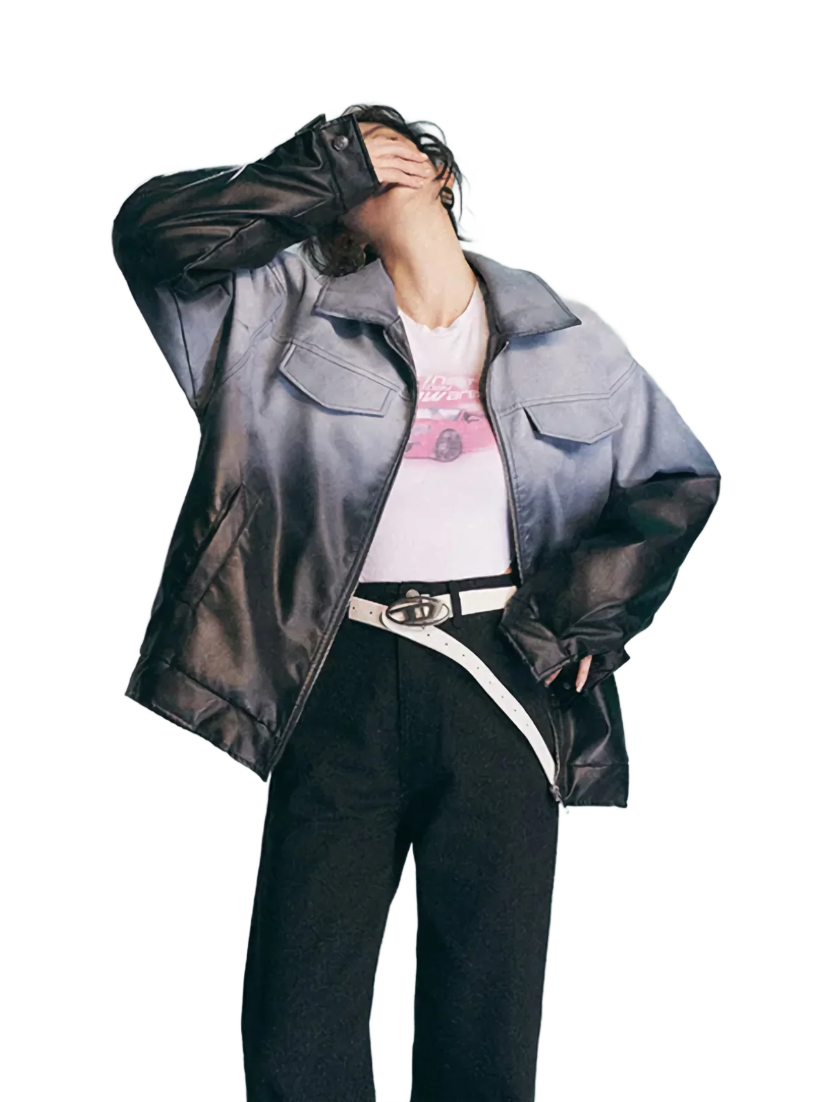 Frost Dyed Gradient Leather Jacket