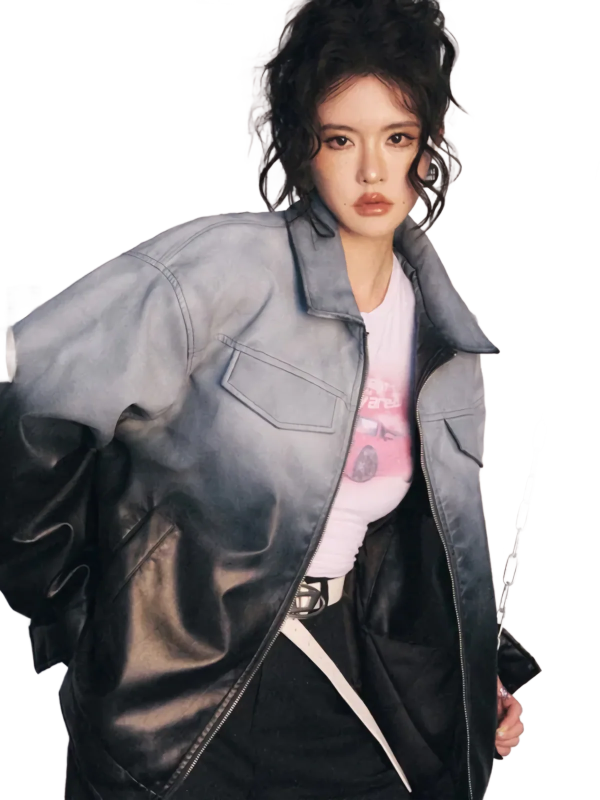 Frost Dyed Gradient Leather Jacket - Image 2