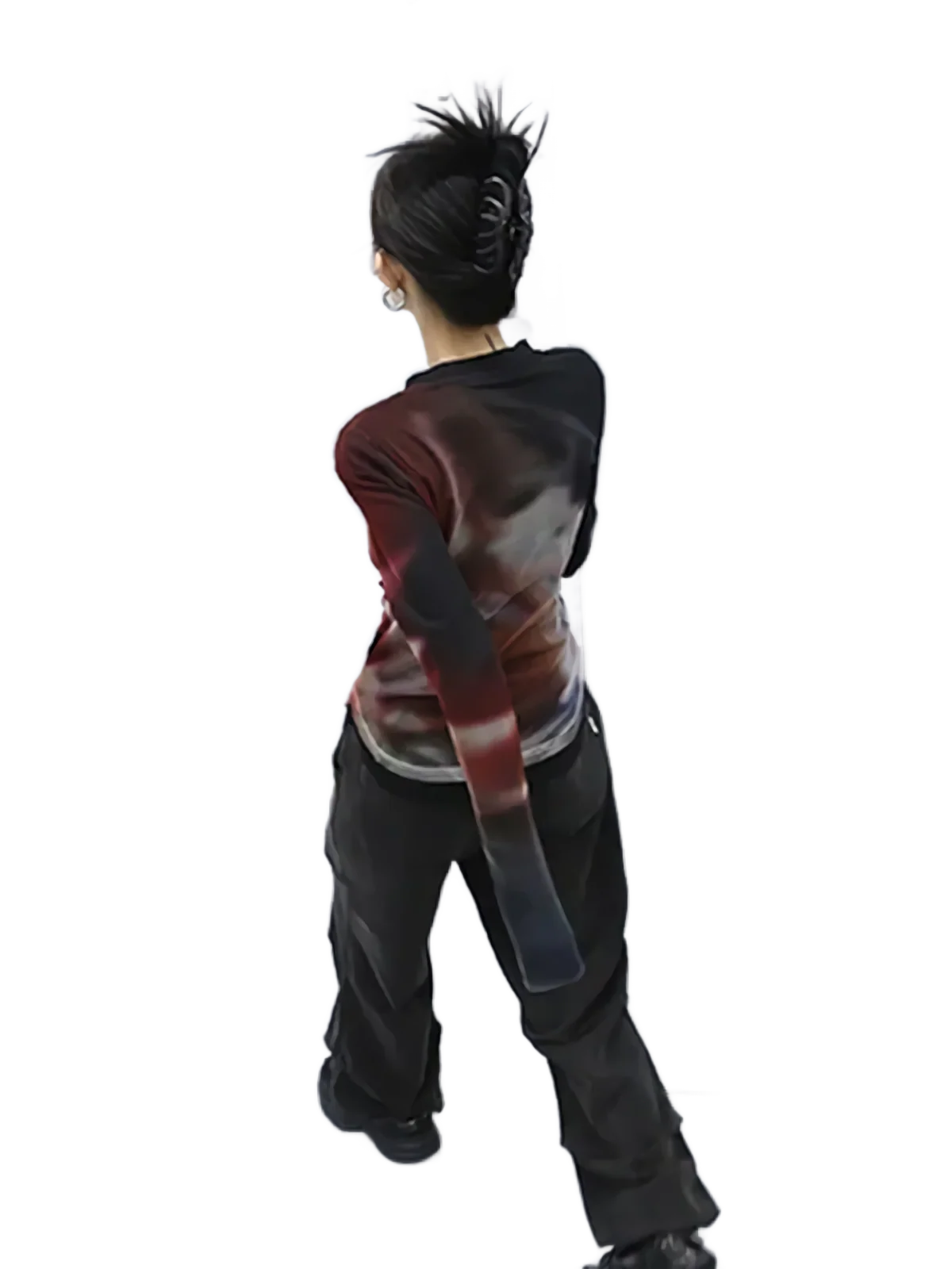 Futuristic Fade Grunge Mesh Long Sleeve Tee - Image 3