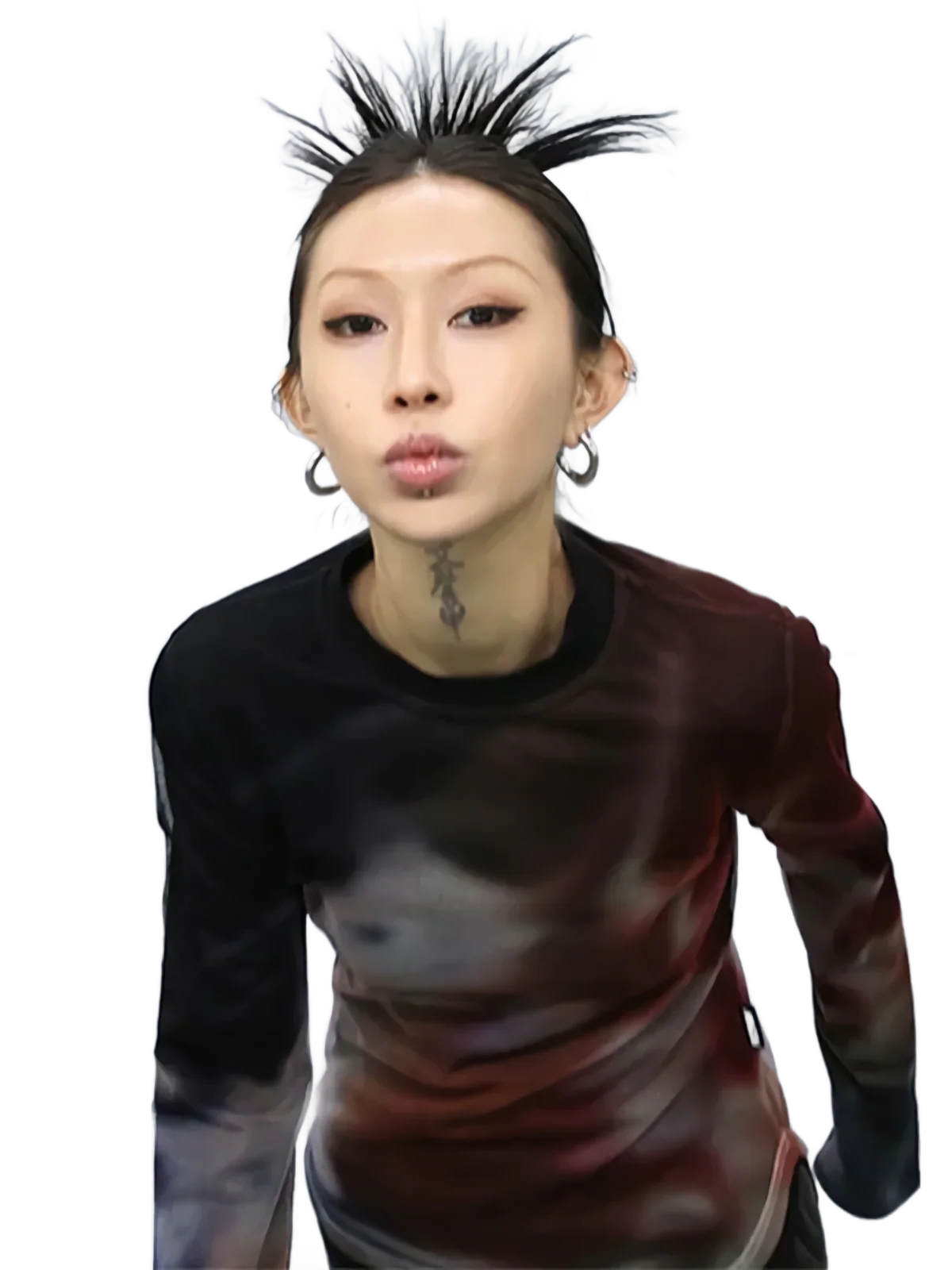 Futuristic Fade Grunge Mesh Long Sleeve Tee - Image 4