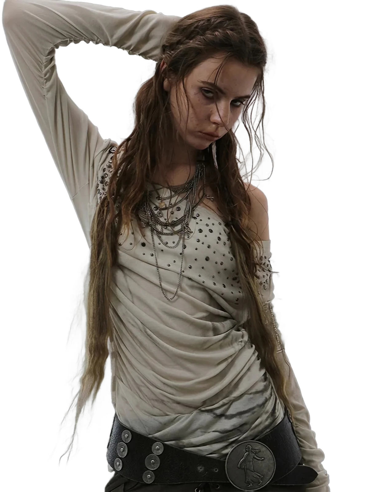 'Glimmer' Rhinestone Studded Ruched Long Sleeve Top - Image 3