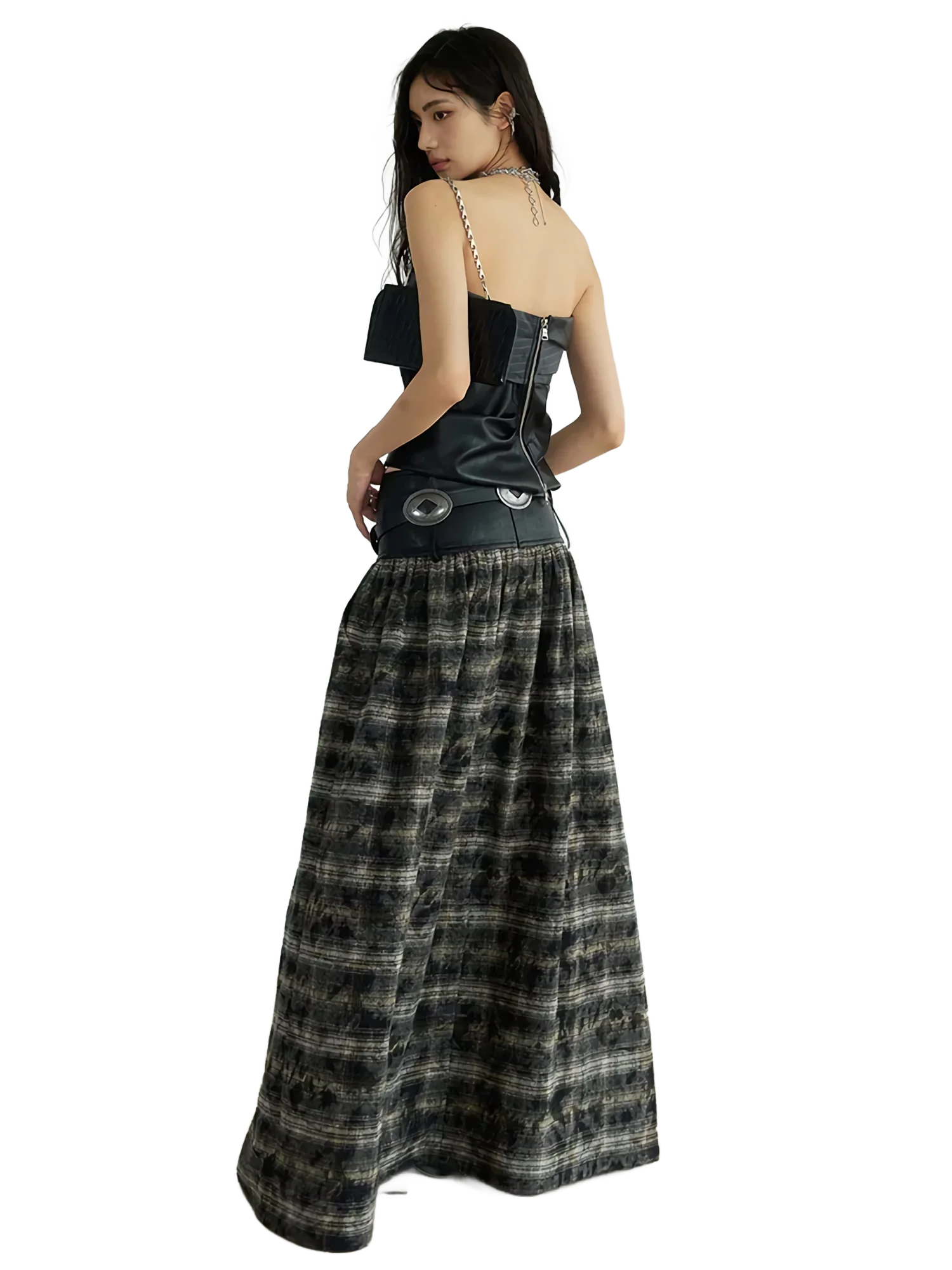 Glossy Pleated Vegan Leather Strapless Tank - Image 3