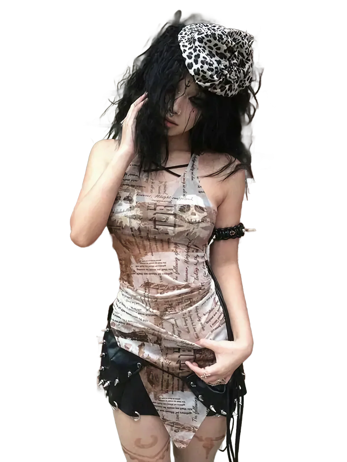 'Grim' Sheer Mesh Draped Halter Top