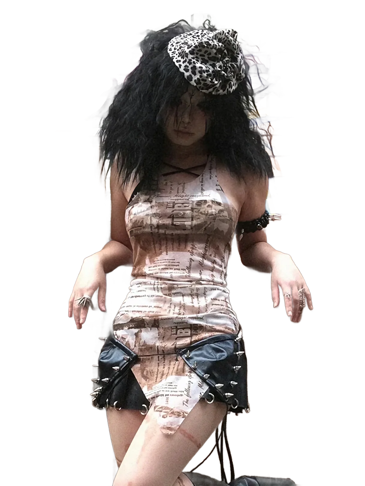 'Grim' Sheer Mesh Draped Halter Top - Image 3
