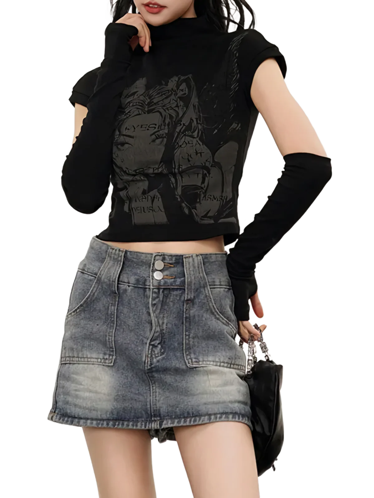Grunge Art High Neck Crop Top - Image 5