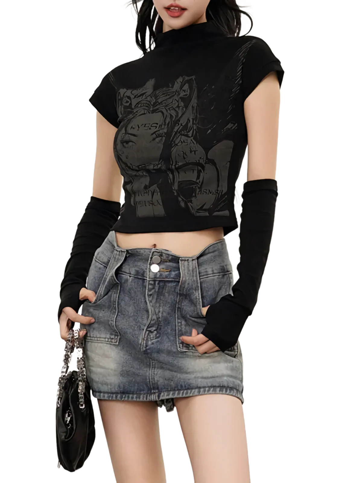 Grunge Art High Neck Crop Top - Image 6