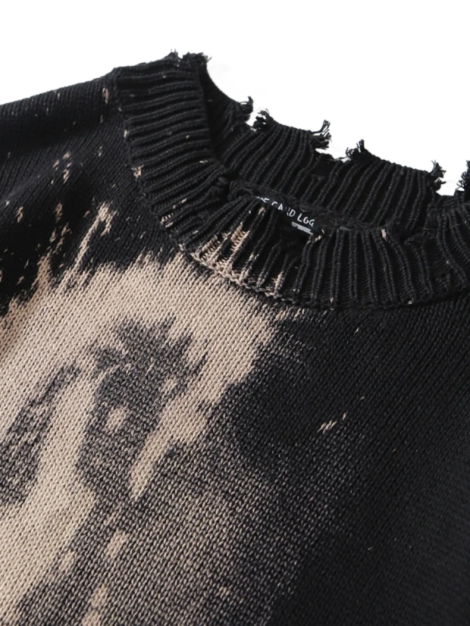 Heavily Distressed Dye Splotch Knit Sweater - Image 7