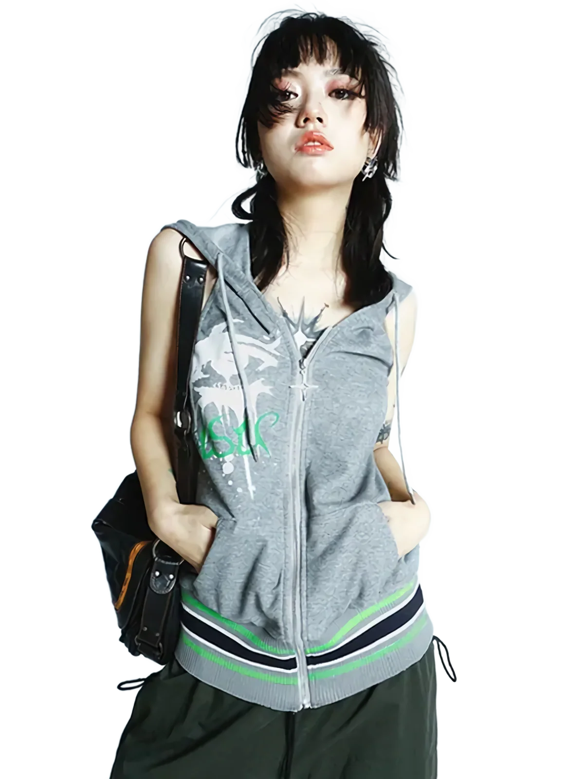 'Hybrid' Sleeveless Cotton Hoodie