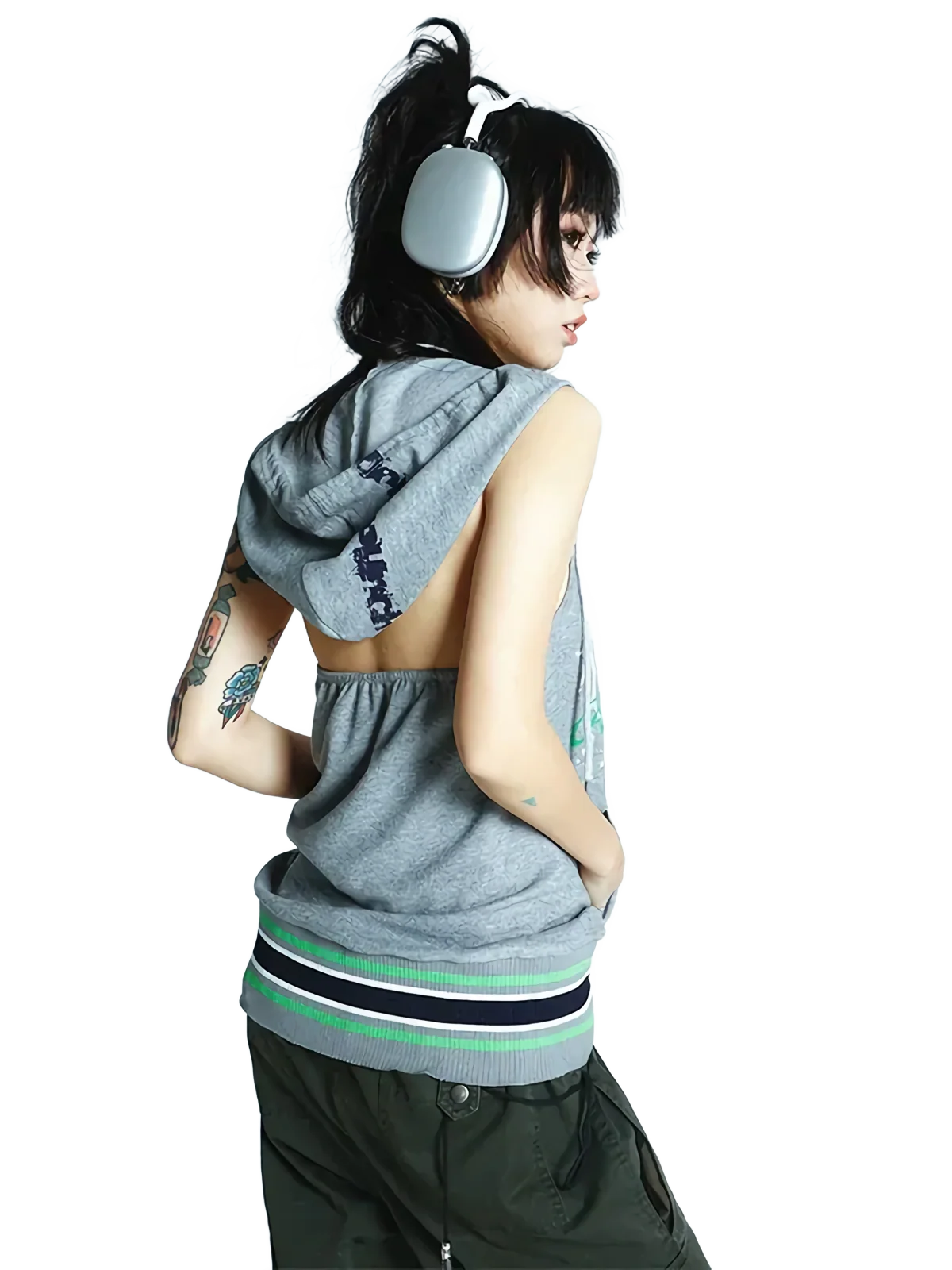 'Hybrid' Sleeveless Cotton Hoodie - Image 2