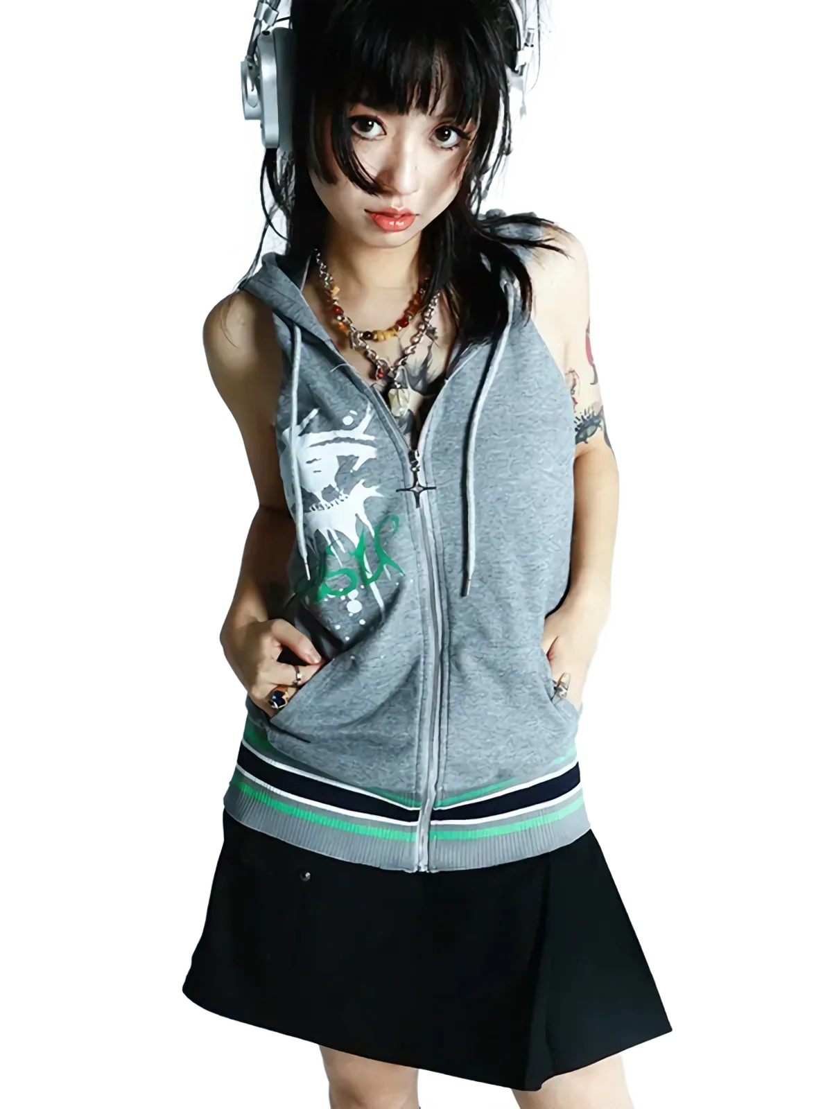'Hybrid' Sleeveless Cotton Hoodie - Image 4