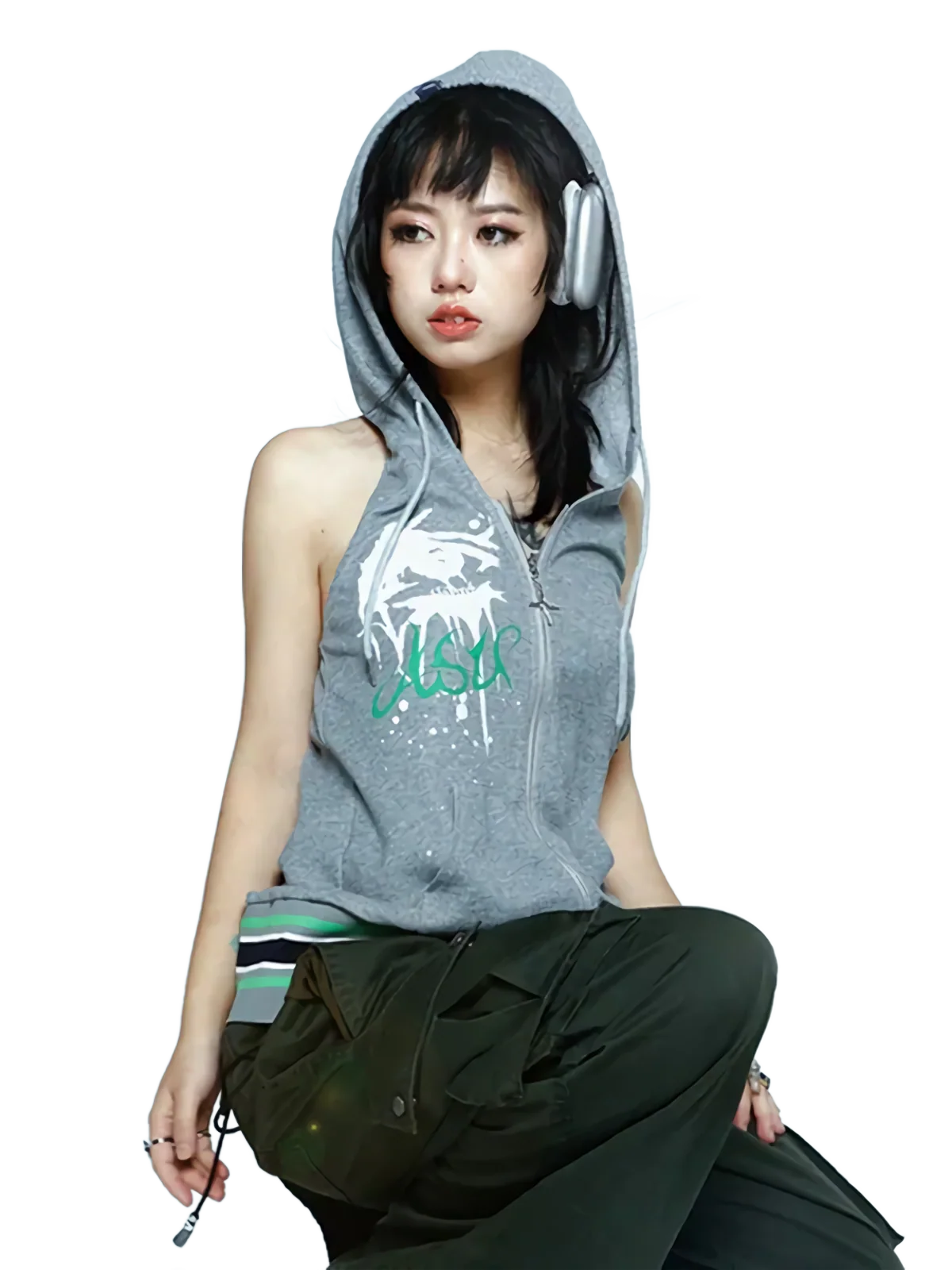 'Hybrid' Sleeveless Cotton Hoodie - Image 5