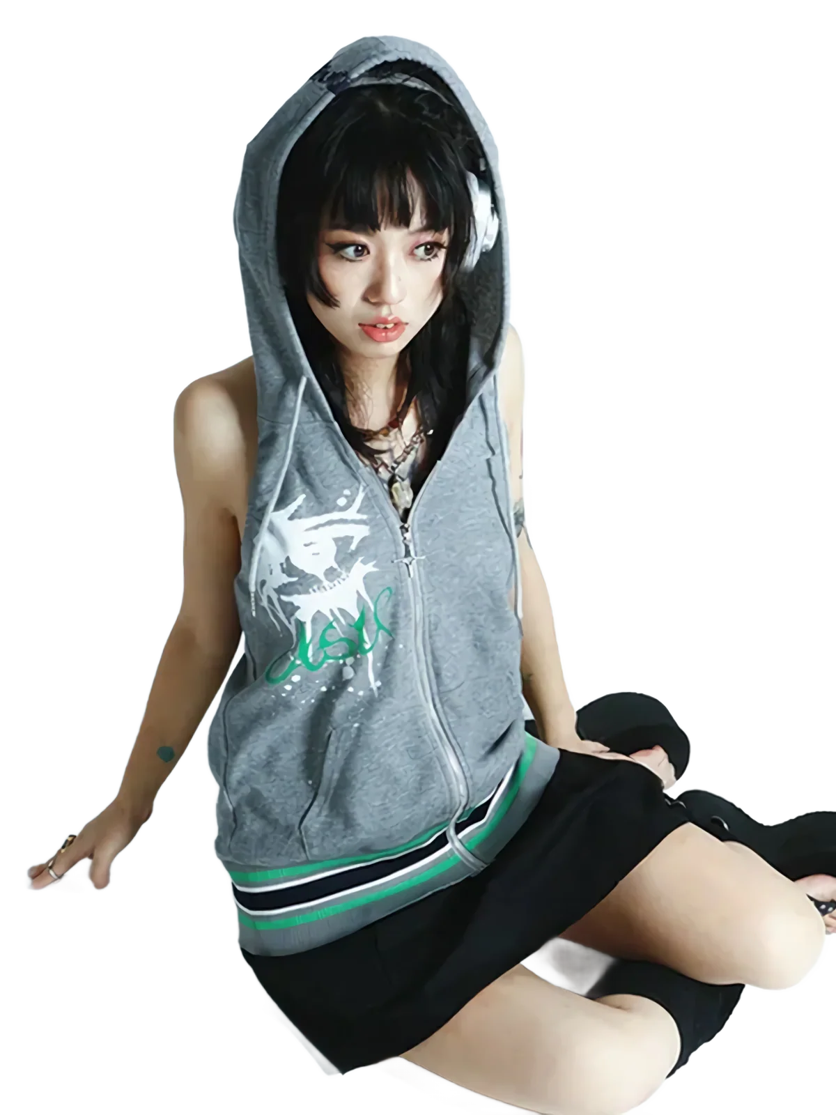 'Hybrid' Sleeveless Cotton Hoodie - Image 6