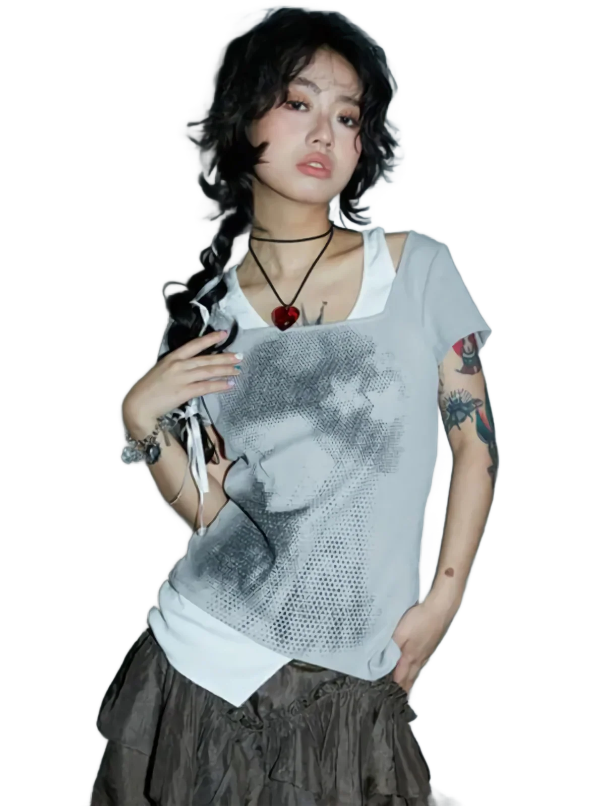 'Illusion' Two Piece Cotton T-Shirt - Image 4
