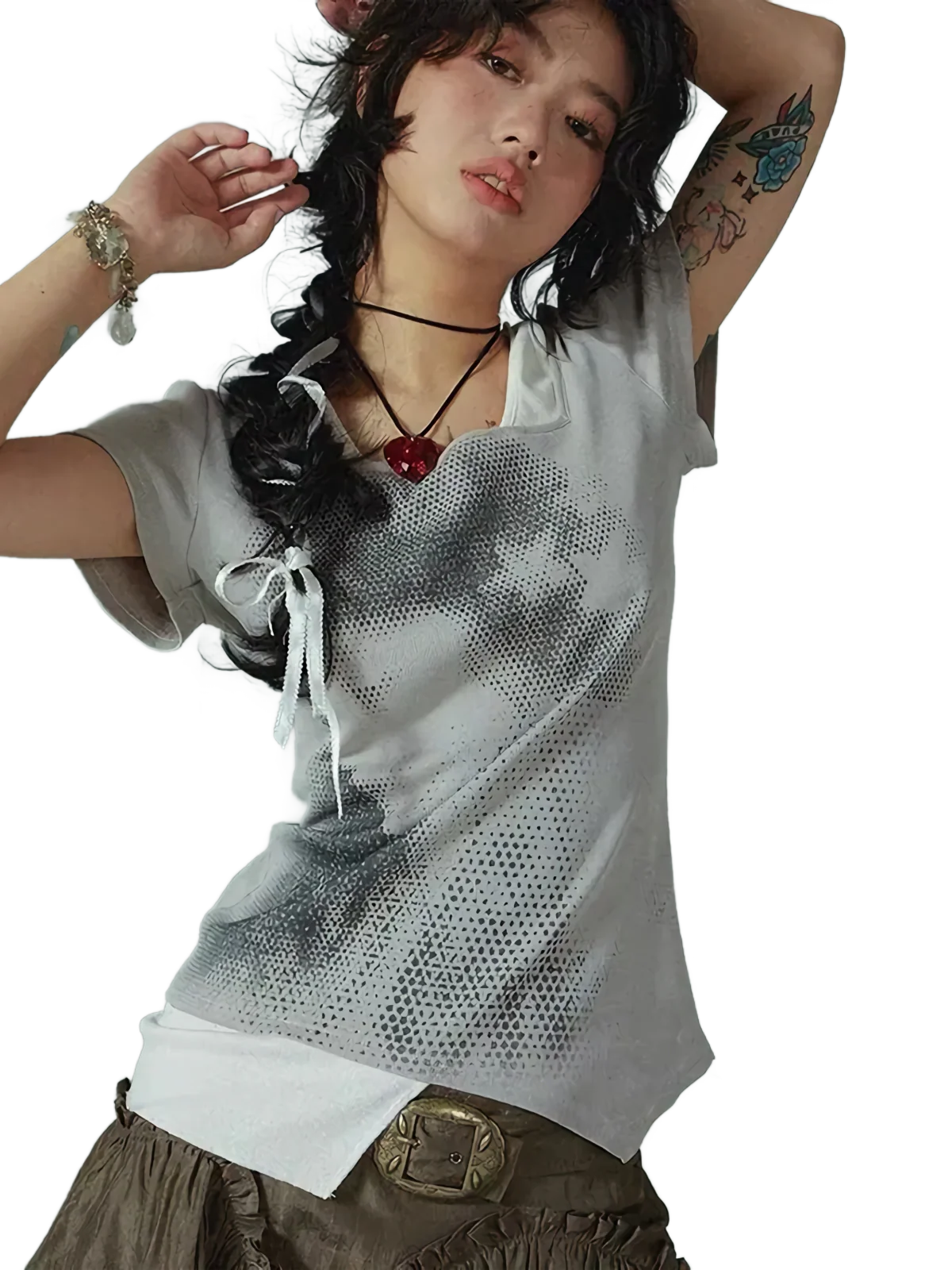 'Illusion' Two Piece Cotton T-Shirt - Image 5